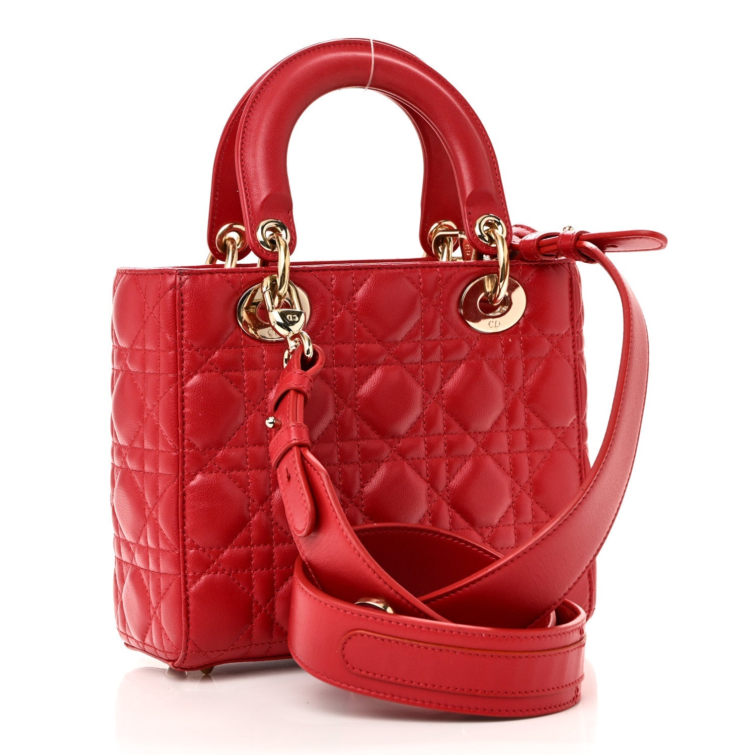 Christian Dior Lambskin Cannage Small Lucky Badges My Lady Dior Red