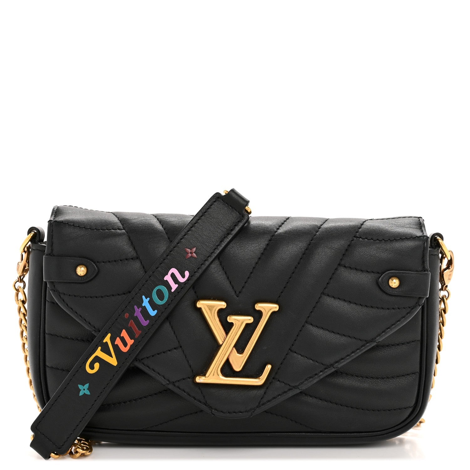 Louis Vuitton Calfskin New Wave Chain Pochette Black