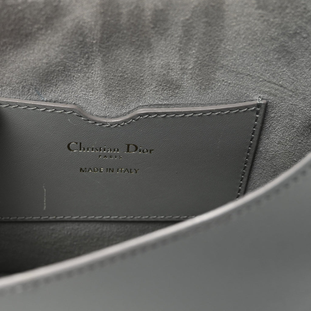 Christian Dior Box Calfskin Medium Bobby Flap Gray