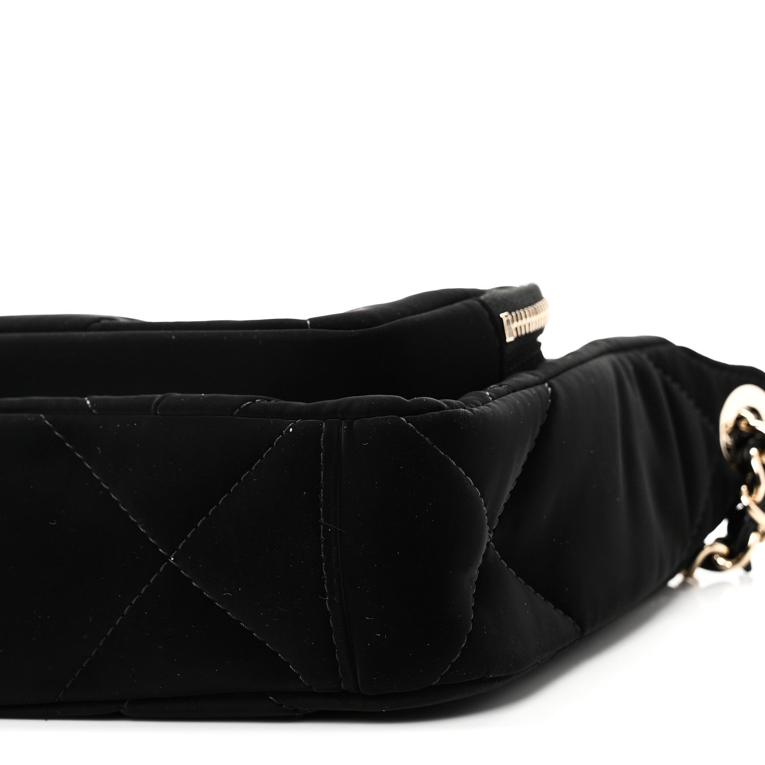 Chanel Velvet Effect Nylon Shiny Crumpled Calfskin Quilted Chanel 25 Clutch With Chain Black