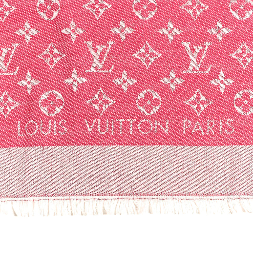 Louis Vuitton Wool Silk Monogram Denim Shawl Pivoine