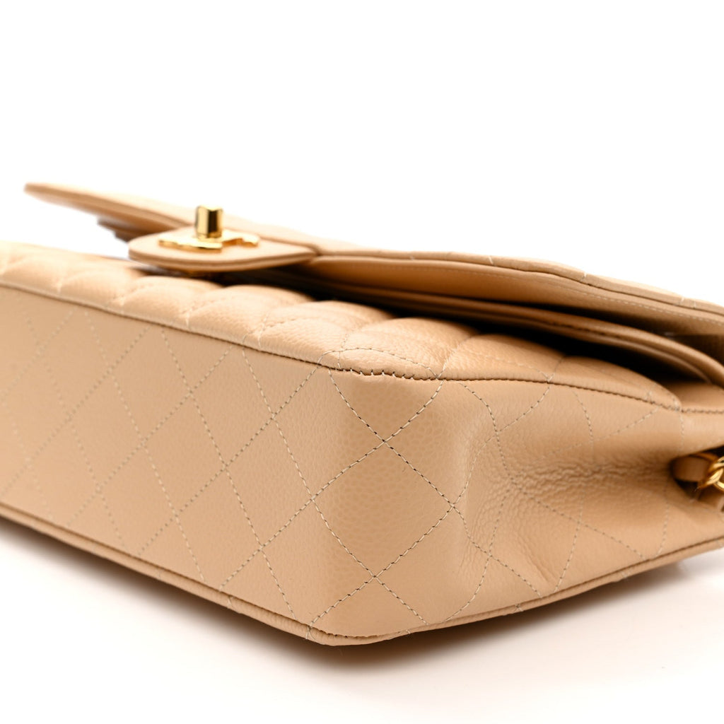 Chanel Caviar Quilted Medium Double Flap Beige