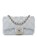 Chanel Lambskin Quilted Extra Mini Rectangular Flap Light Blue