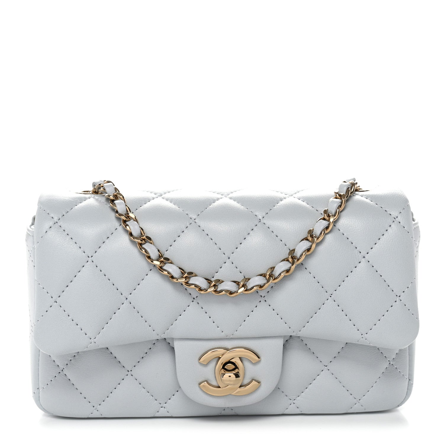 Chanel Lambskin Quilted Extra Mini Rectangular Flap Light Blue