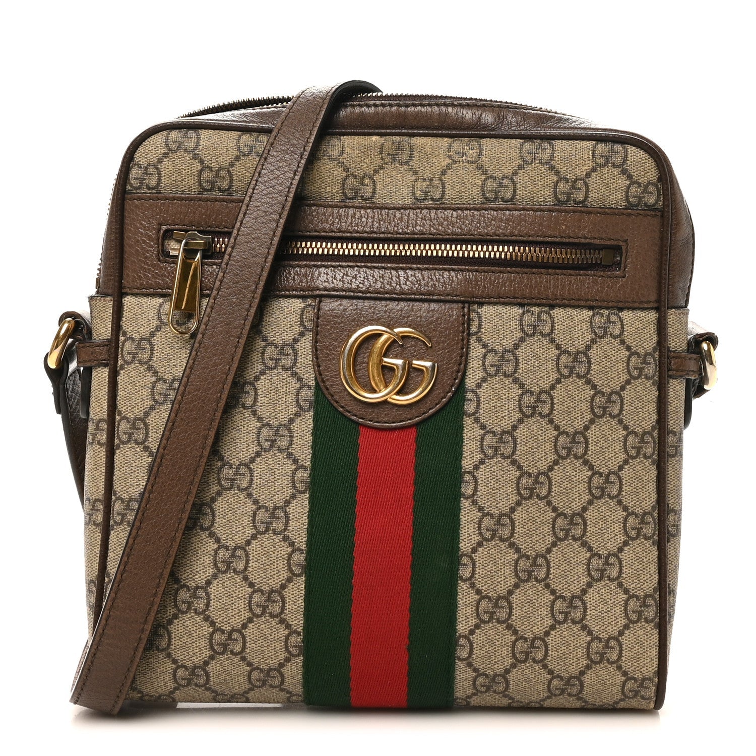 Gucci GG Supreme Monogram Web Small Ophidia Messenger Bag Brown