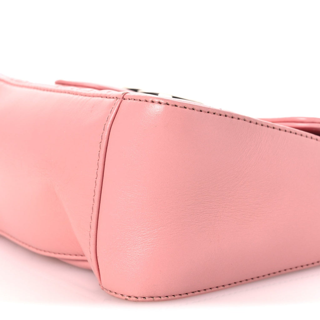 Gucci Calfskin Matelasse Mini GG Marmont Top Handle Shoulder Bag Wild Rose