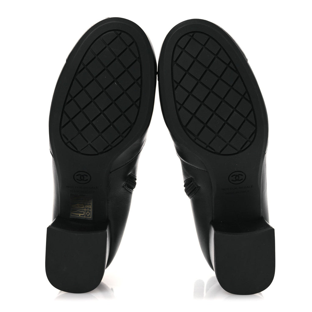 Chanel Stretch Lambskin Cap Toe CC Short Boots 36.5 Black