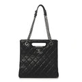 Chanel Goatskin Quilted Small Perfect Edge Shopping Tote Black