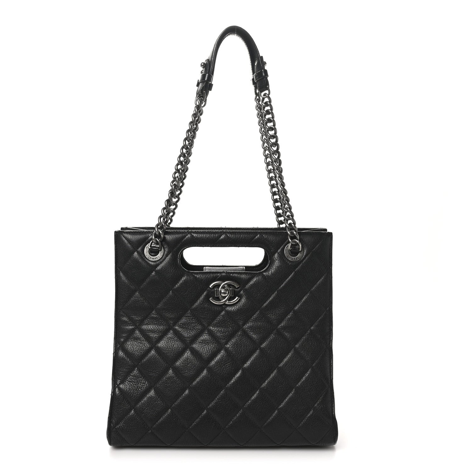 Chanel Goatskin Quilted Small Perfect Edge Shopping Tote Black