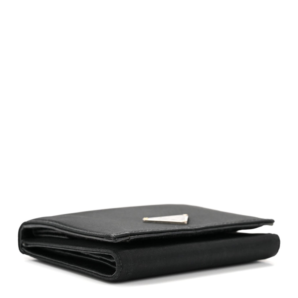 Prada Tessuto Nylon Tri-Fold Compact Wallet  Black