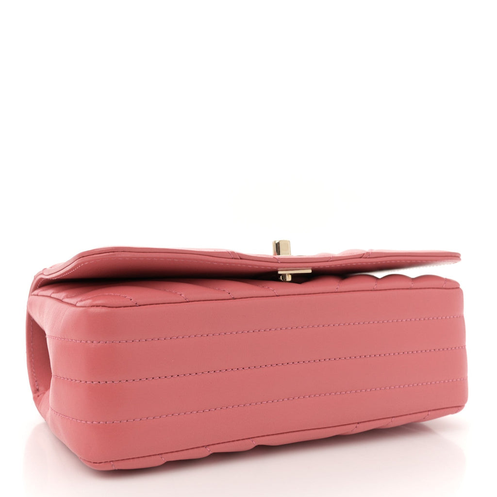 Chanel Calfskin Chevron Quilted Mini Statement Flap Pink