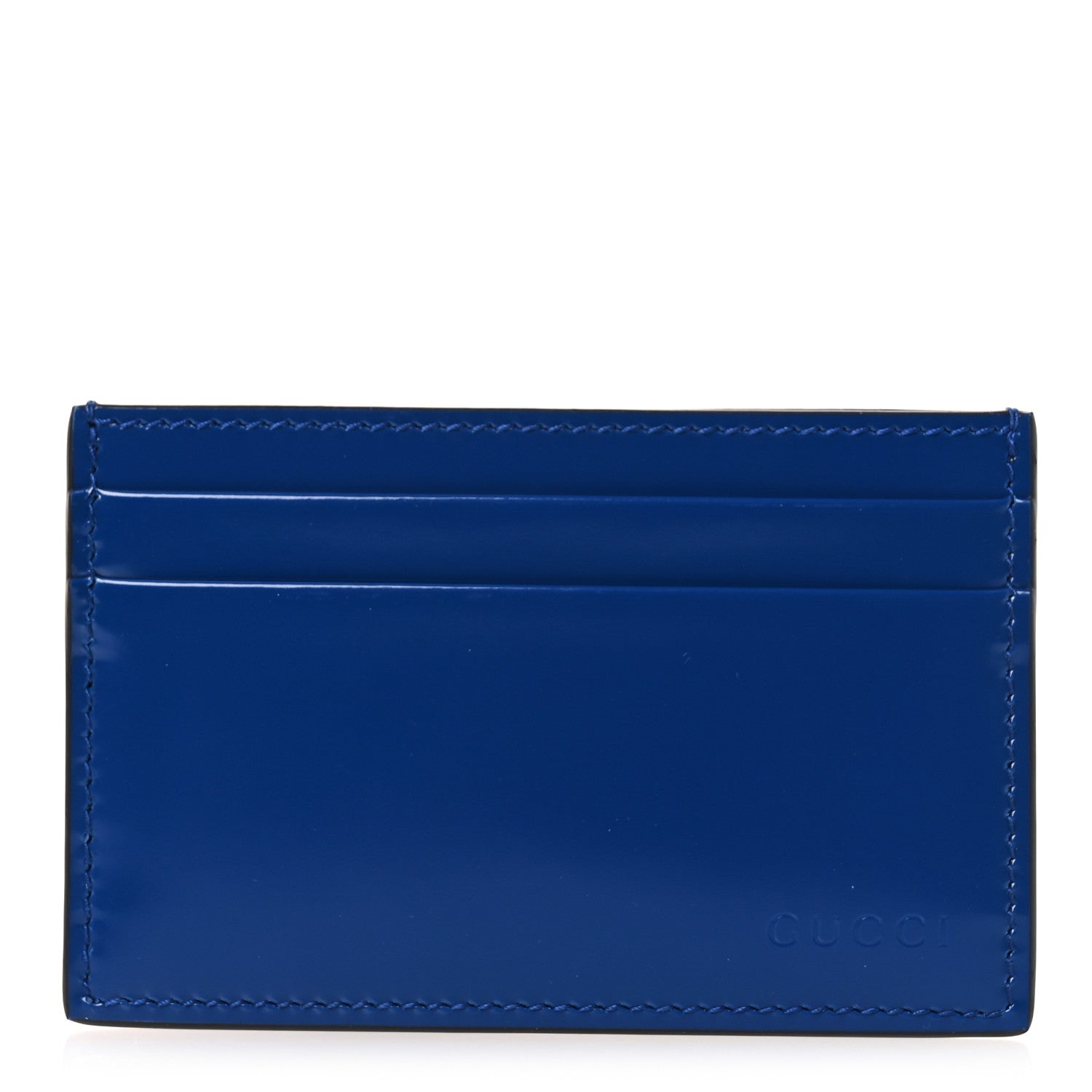 Gucci Calfskin Lux Man Card Case Metal Blue