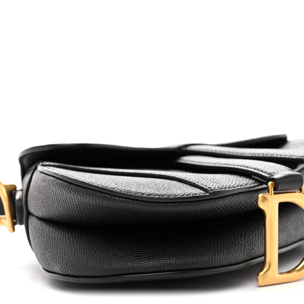 Christian Dior Grained Calfskin Mini Saddle Bag Black