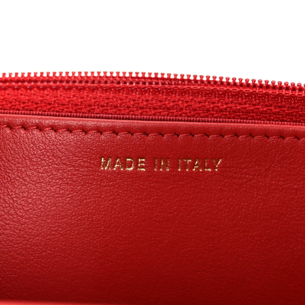 Chanel Caviar Quilted Boy Wallet On Chain WOC Red