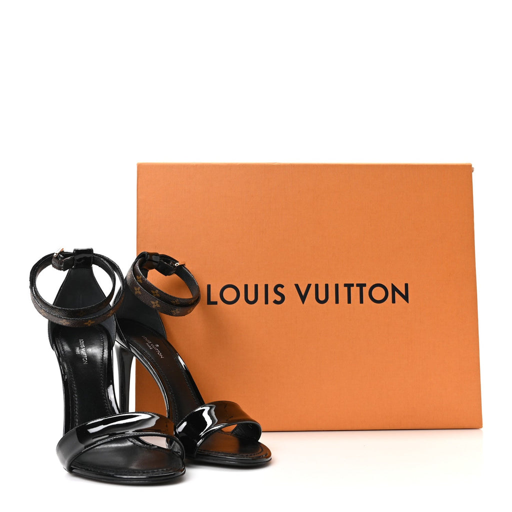 Louis Vuitton Patent Monogram Call Back Sandals 37 Black