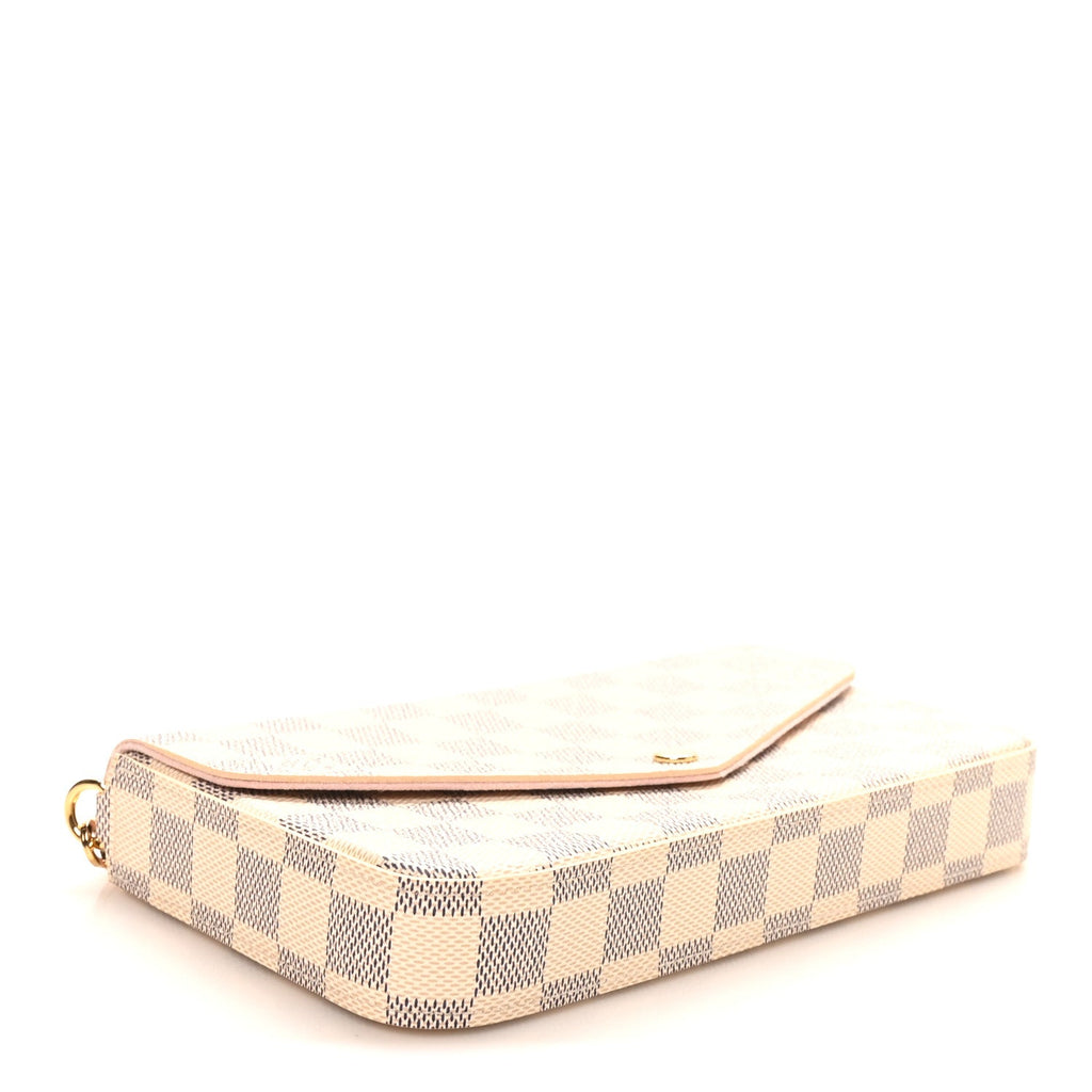 Louis Vuitton Damier Azur Pochette Felicie Chain Wallet Rose Ballerine