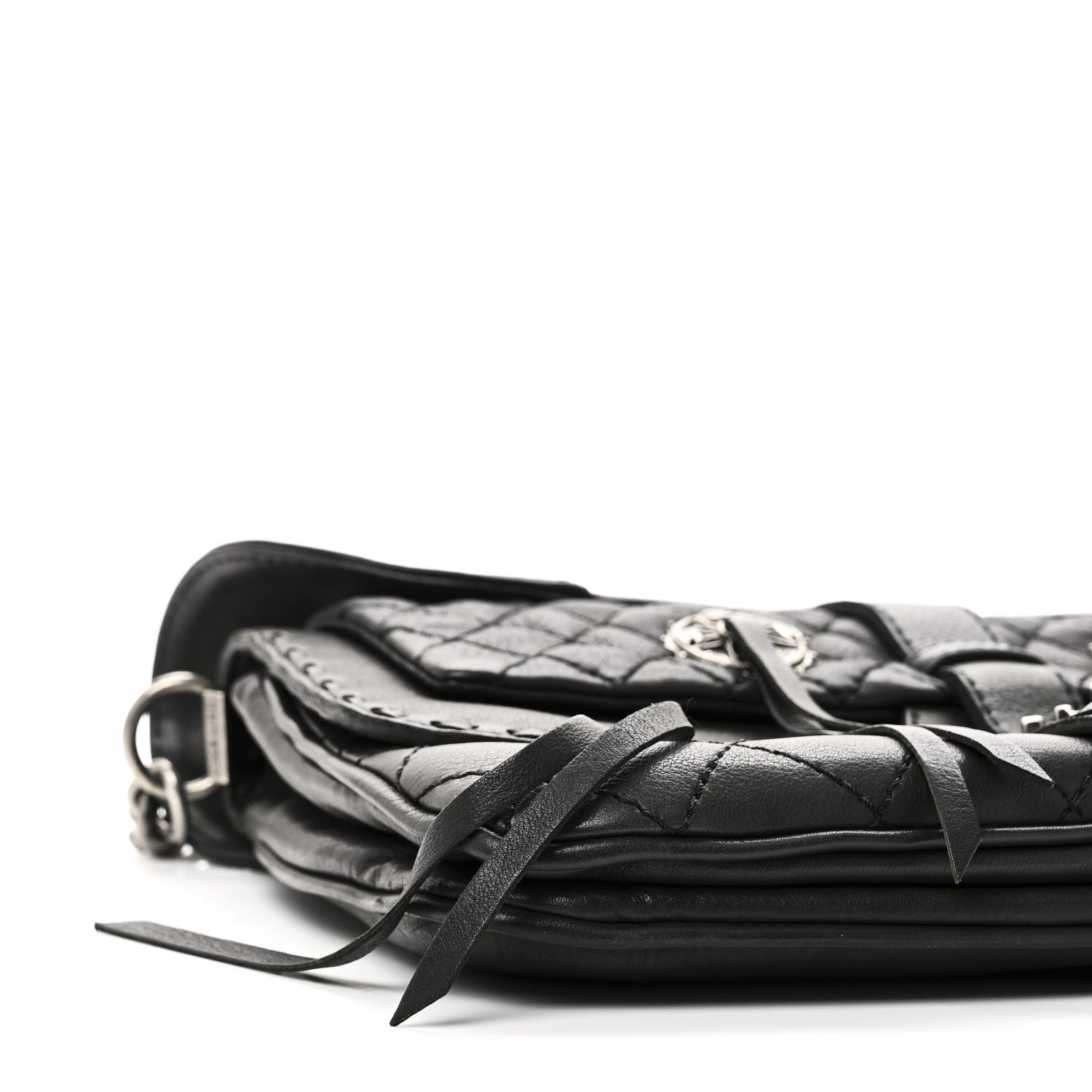 Chanel Goatskin Quilted Paris Dallas Saddle Bag Black