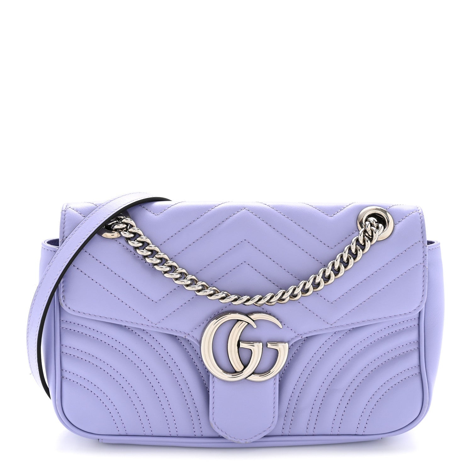 Gucci Calfskin Matelasse Small GG Marmont Shoulder Bag Lapis