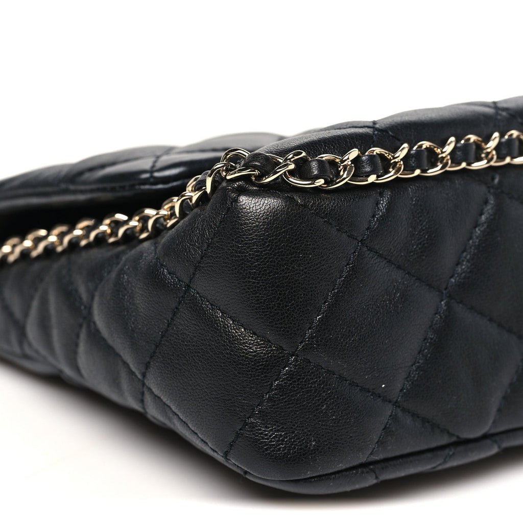 Chanel Lambskin Quilted Enamel CC Chain Frame Flap Black