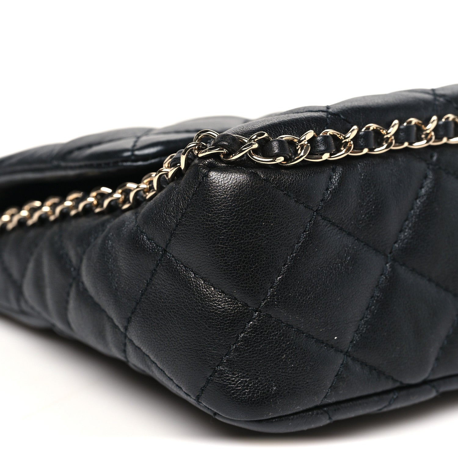 Chanel Lambskin Quilted Enamel CC Chain Frame Flap Black