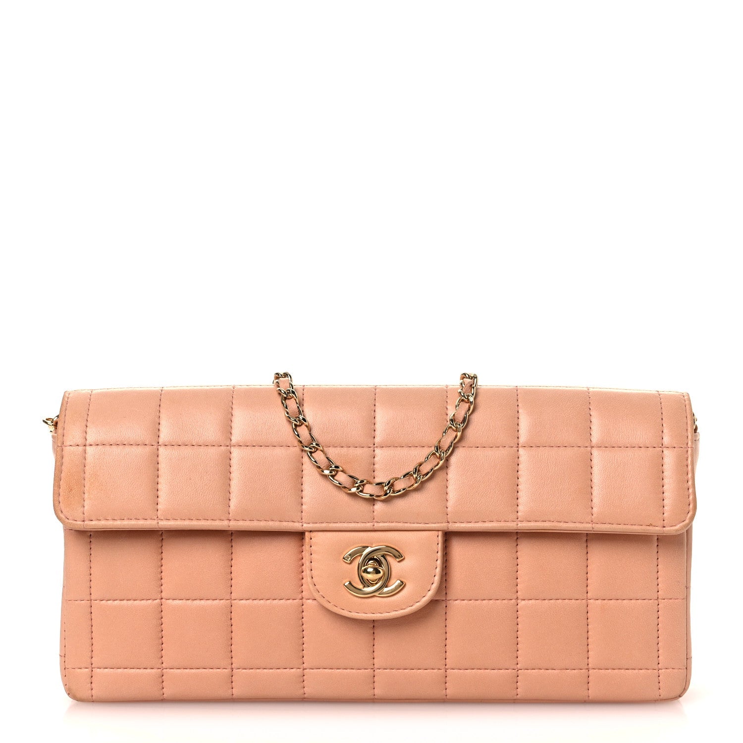 Chanel Lambskin East West Chocolate Bar Flap Light Orange