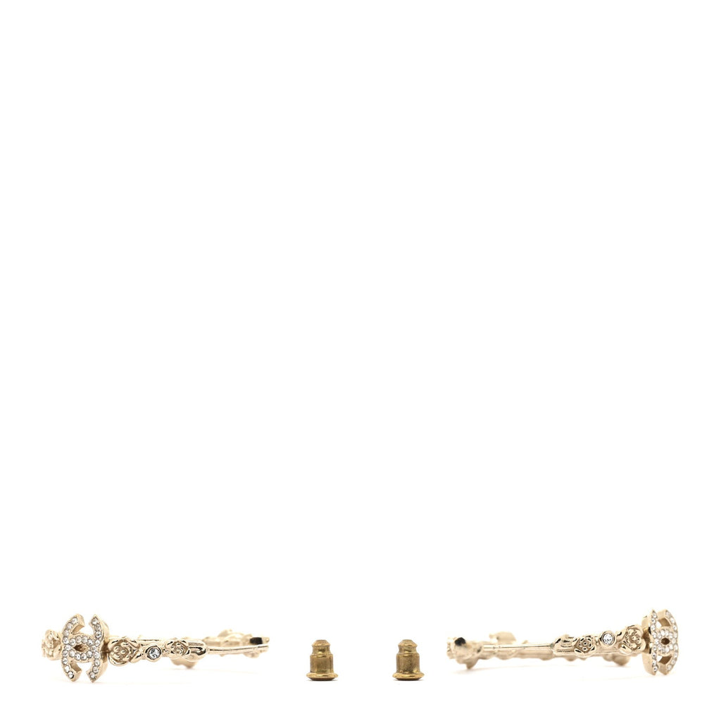 Crystal Camellia CC Hoop Earrings Gold