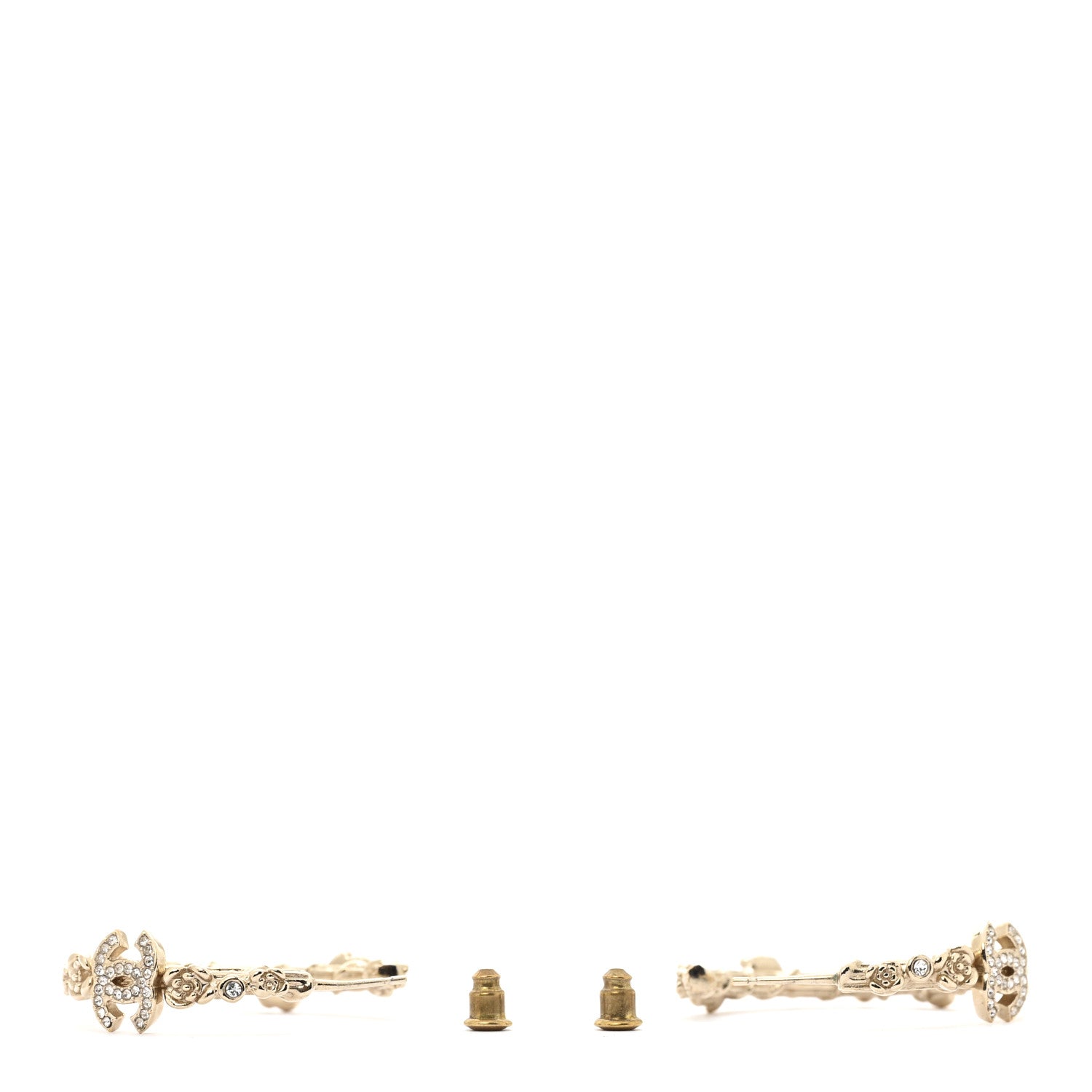 Crystal Camellia CC Hoop Earrings Gold