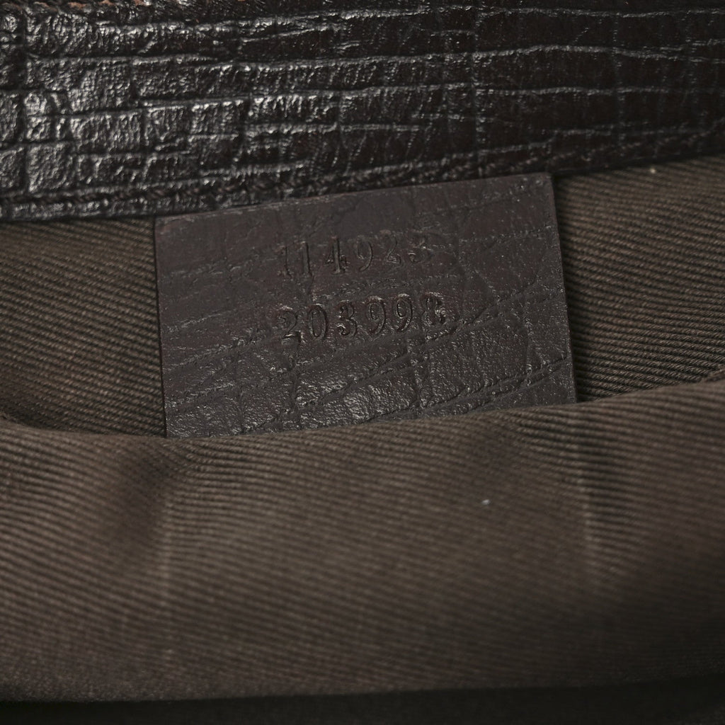 Gucci Monogram Horsebit Clutch Dark Brown