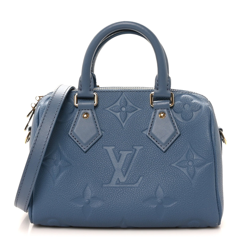 Louis Vuitton Metallic Empreinte Monogram Giant Speedy Bandouliere 20 Navy Nacre