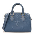 Louis Vuitton Metallic Empreinte Monogram Giant Speedy Bandouliere 20 Navy Nacre
