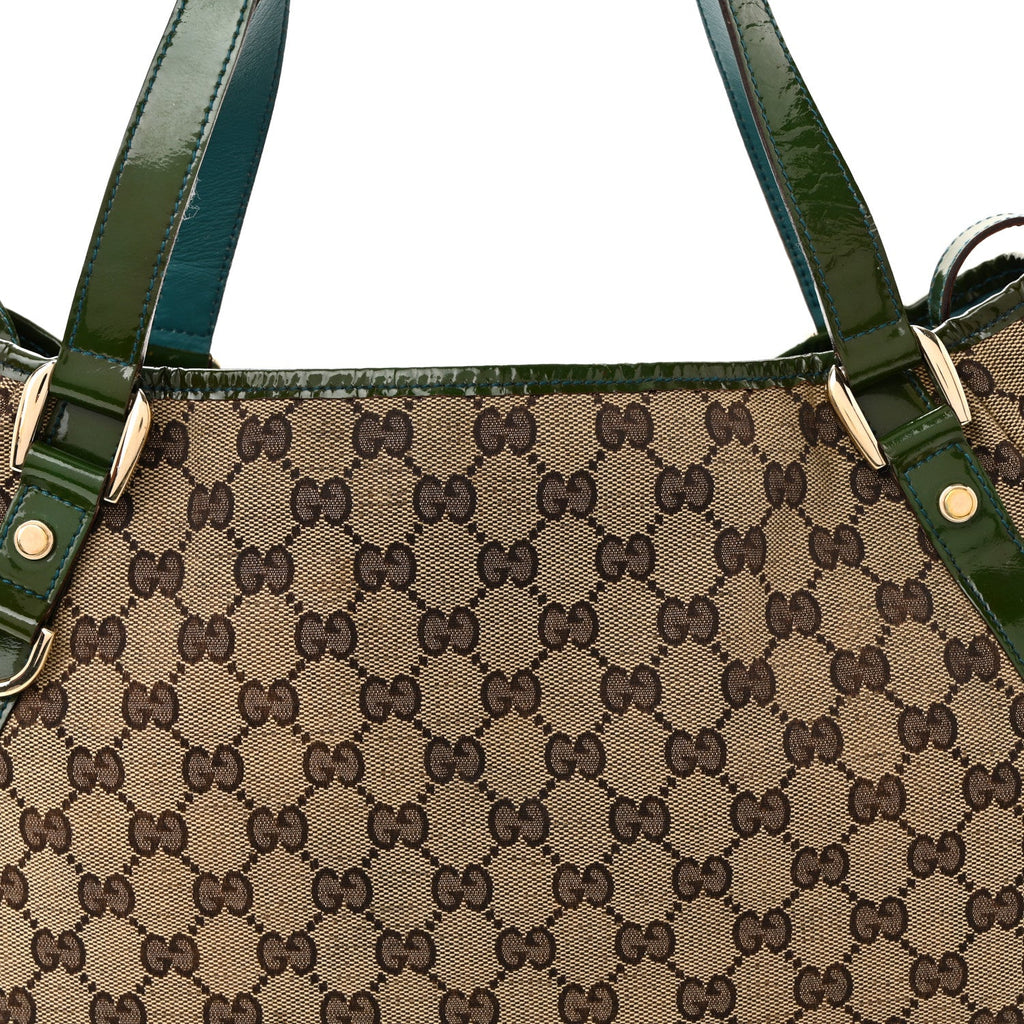 Gucci Monogram Patent Medium Abbey Shoulder Bag Blue