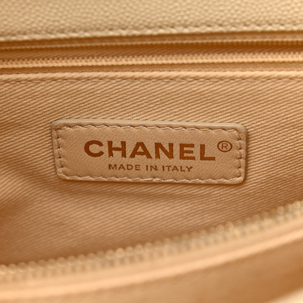 Chanel Caviar Quilted Small Coco Handle Flap White
