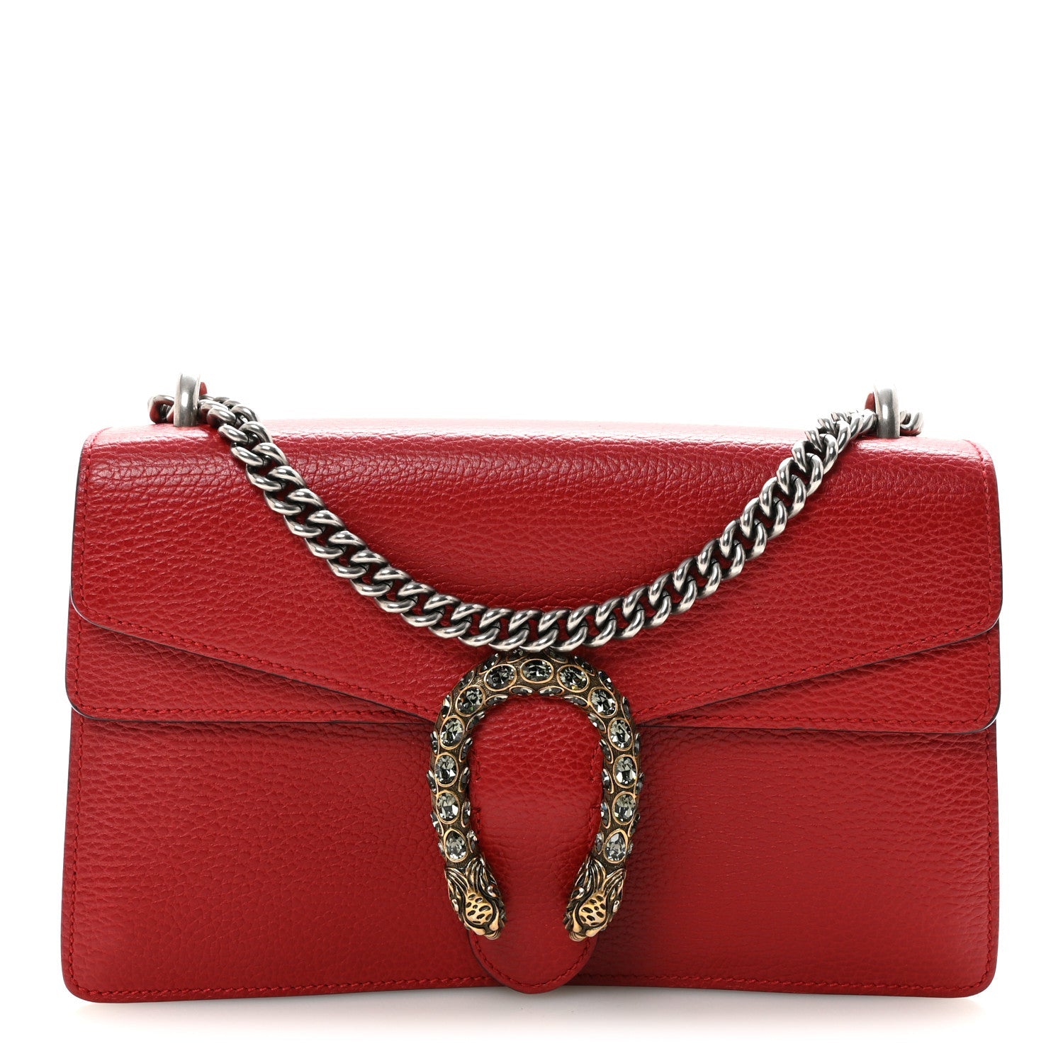 Gucci Dollar Calfskin Swarovski Crystal Small Dionysus Shoulder Bag Hibiscus Red