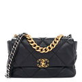 Chanel Goatskin Quilted Large Chanel 19 Flap Navy Blue