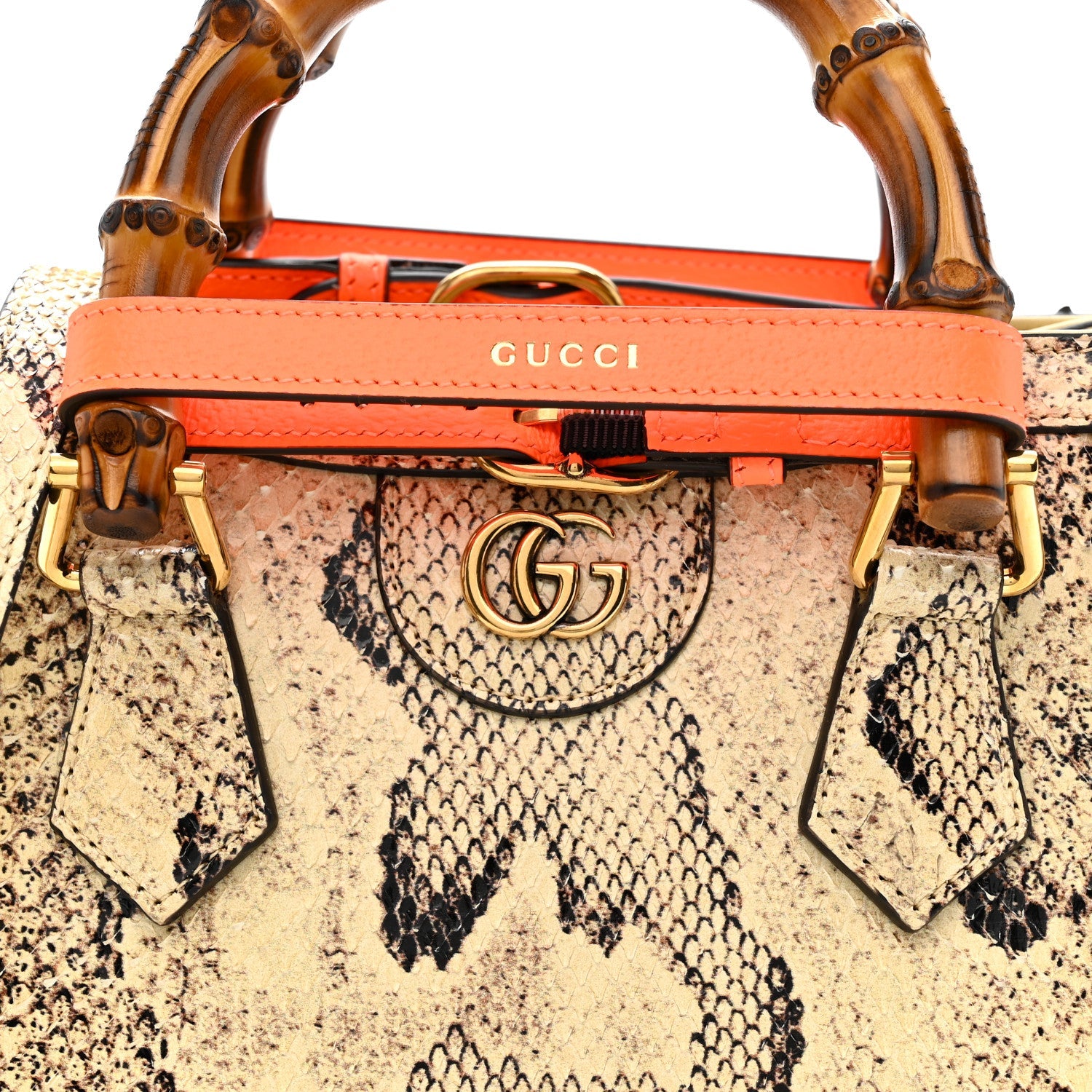 Gucci Snakeskin Mini Diana Tote Bag Beige