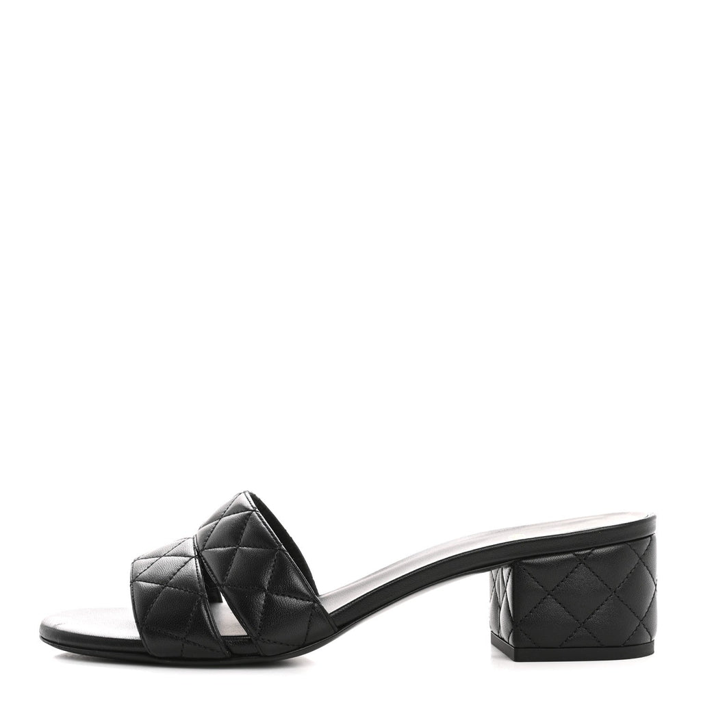 Lambskin Quilted Mules 40 Black