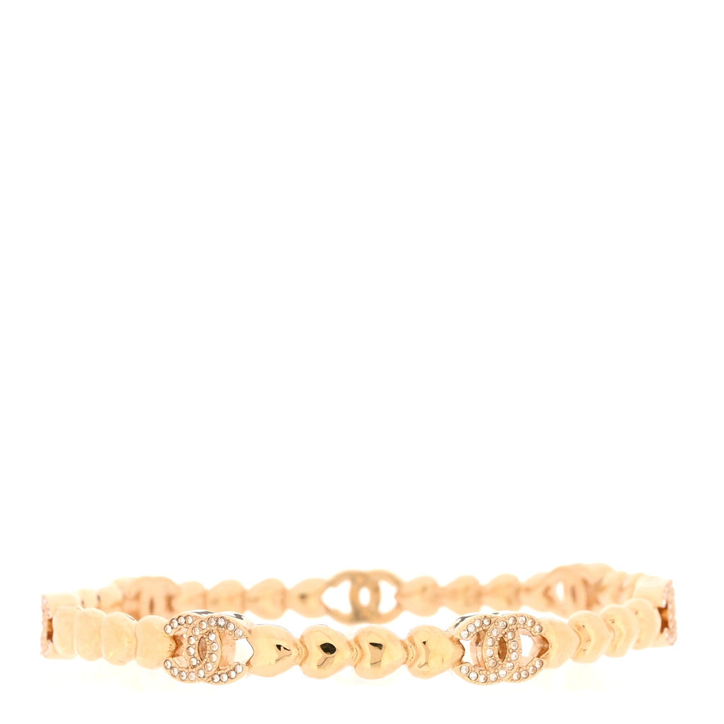 Crystal CC Heart Link Bracelet Gold
