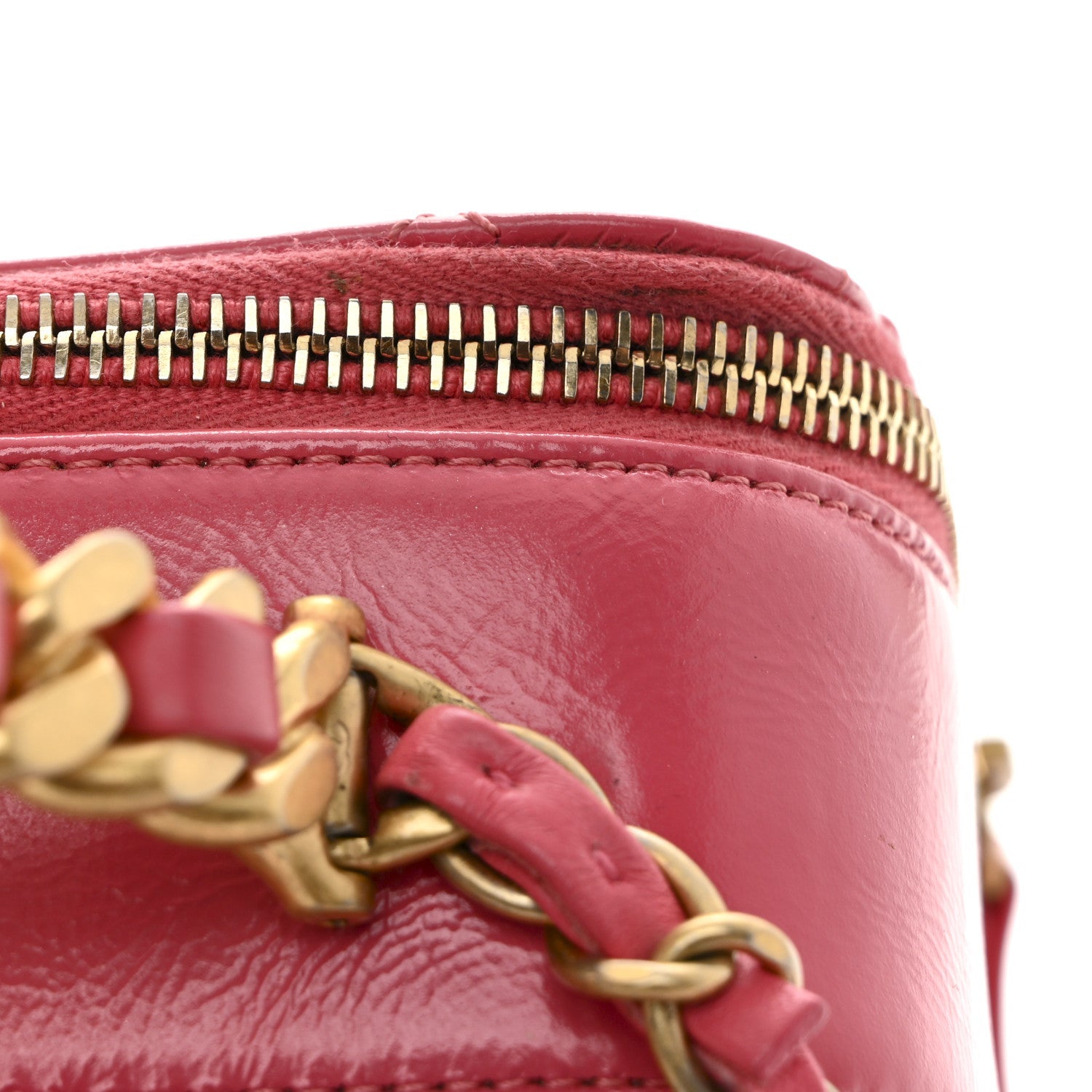 Chanel Crumpled Calfskin Quilted Small Get Round Top Handle Vanity Case Pink