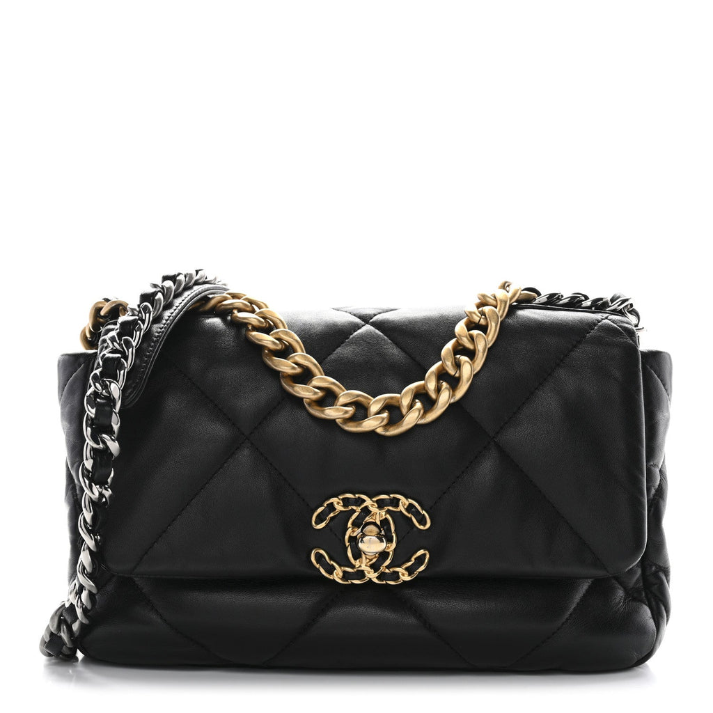 Chanel Lambskin Quilted Medium Chanel 19 Flap Black