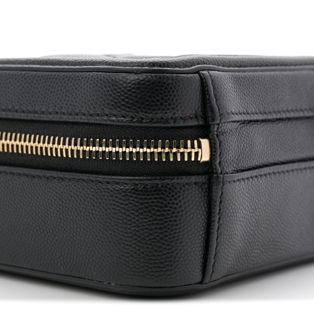Chanel Caviar Quilted CC North South Filigree Vanity Case Black