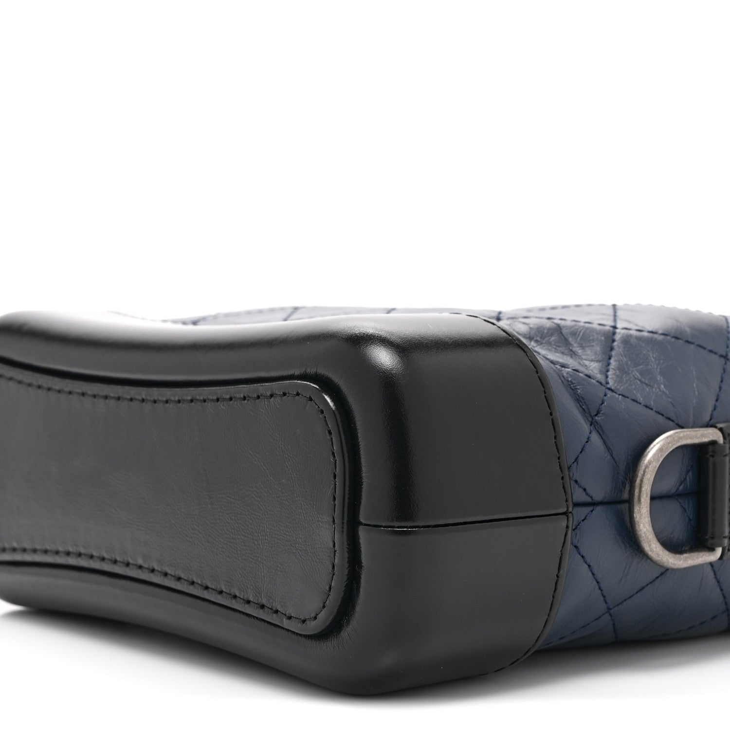 Chanel Aged Calfskin Quilted Small Gabrielle Hobo Navy Black