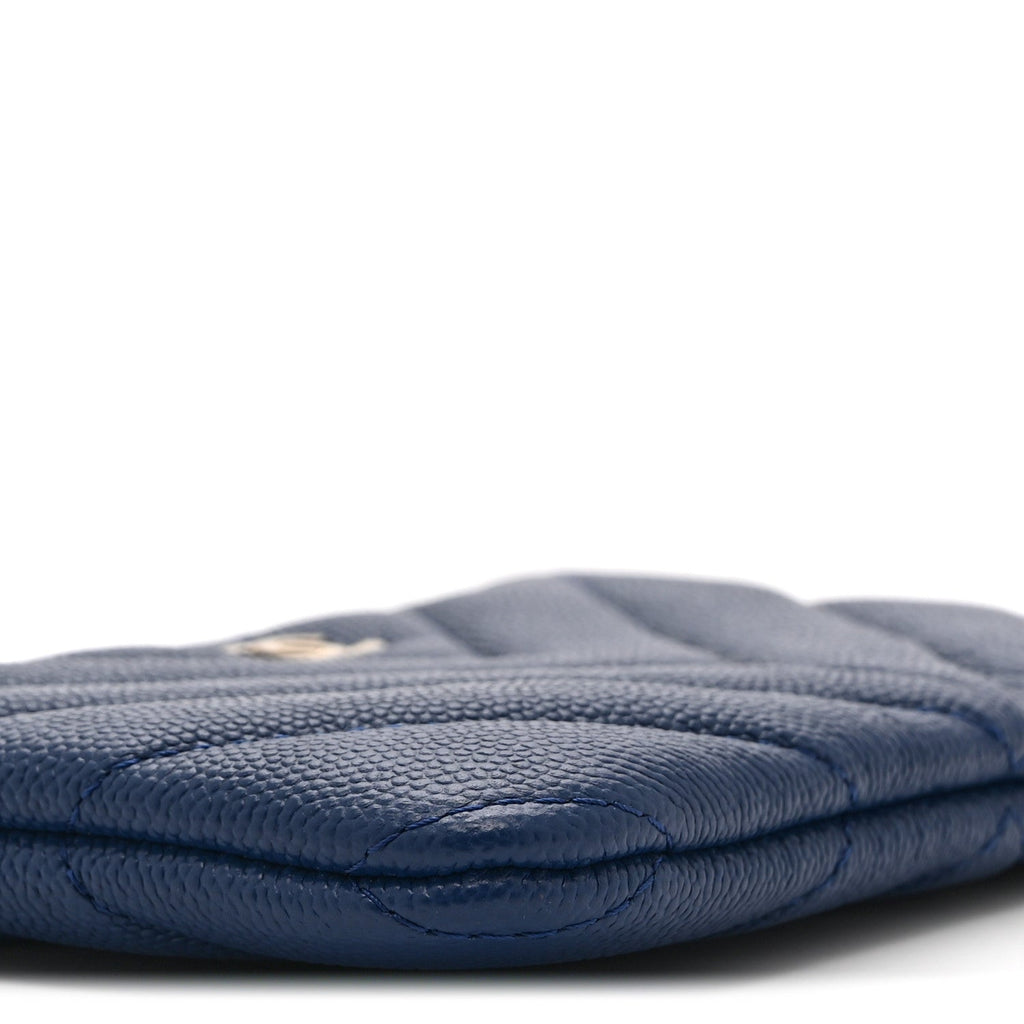 Caviar Chevron Quilted Small Ancient Greek Charms Cosmetic Case Blue