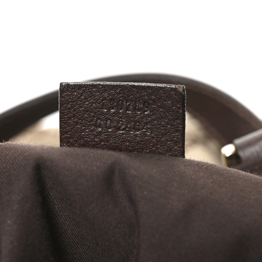Gucci Monogram Small Gold D Ring Tote Brown