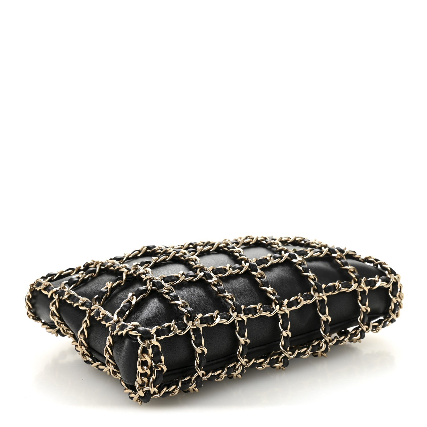 Chanel Lambskin Chain Frame Shoulder Bag Black