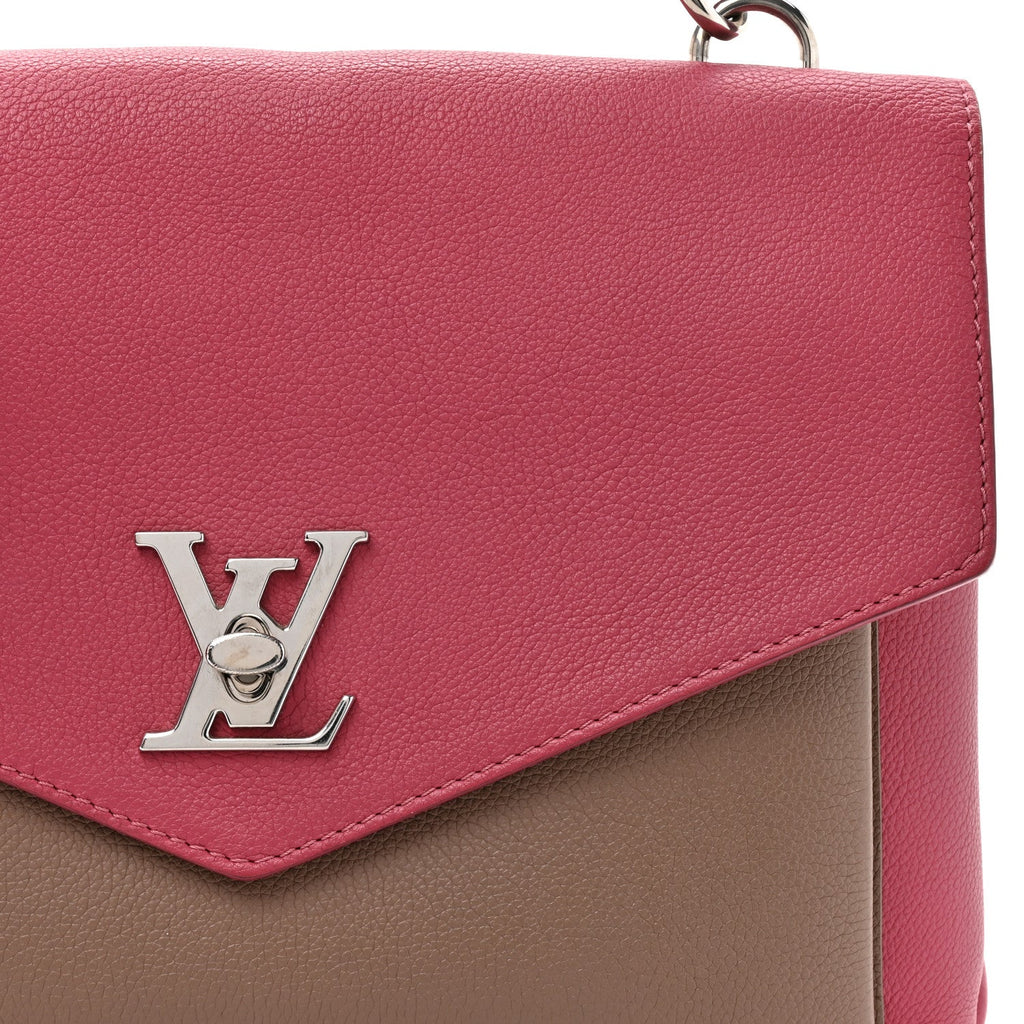 Louis Vuitton Soft Calfskin My Lockme Top Handle Lie De Vin Oxford Greige