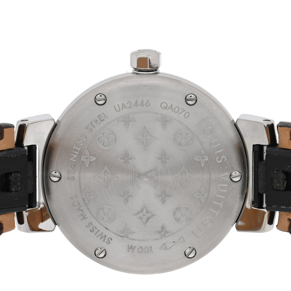 Louis Vuitton Stainless Steel Monogram 28mm Tambour Quartz Watch Brown
