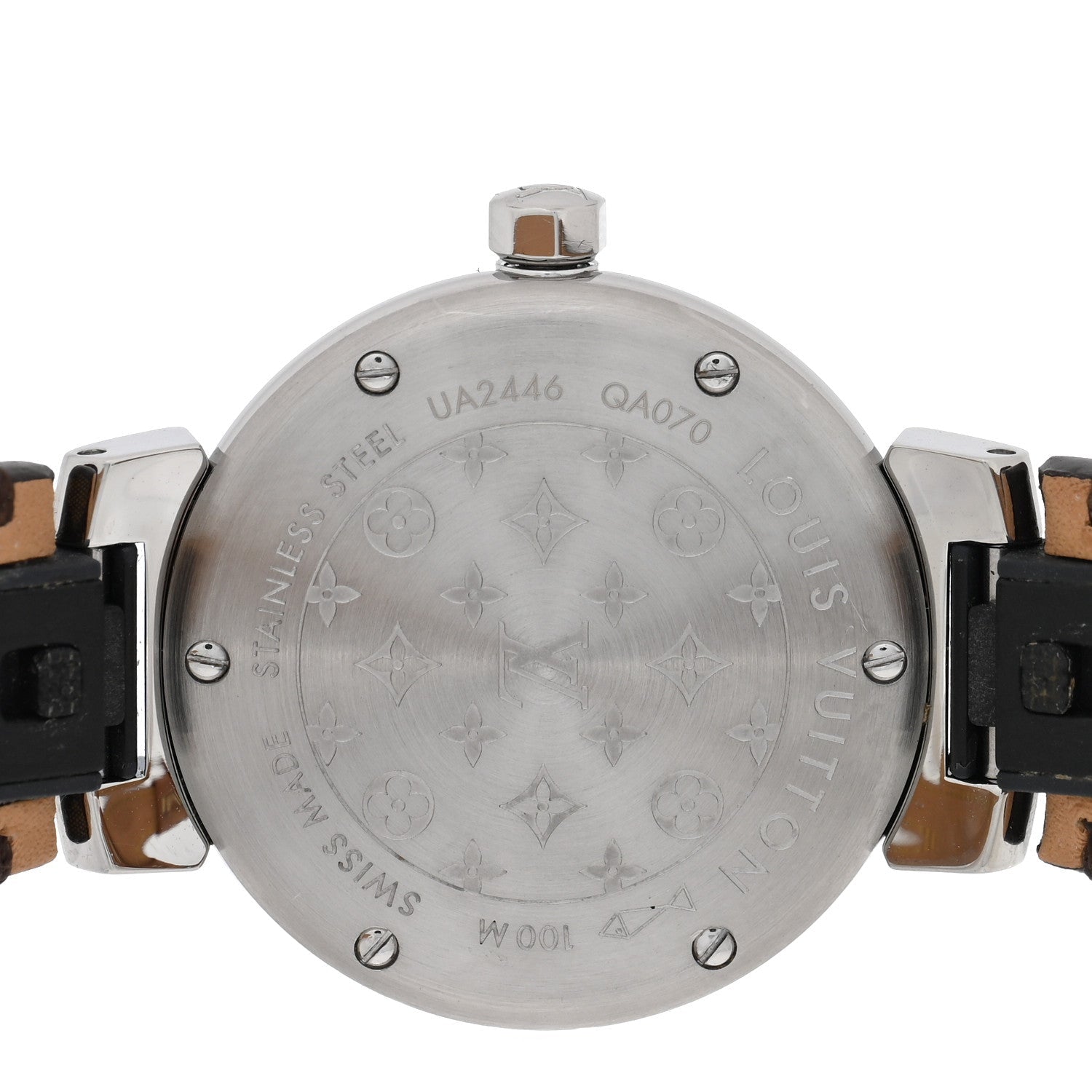 Louis Vuitton Stainless Steel Monogram 28mm Tambour Quartz Watch Brown