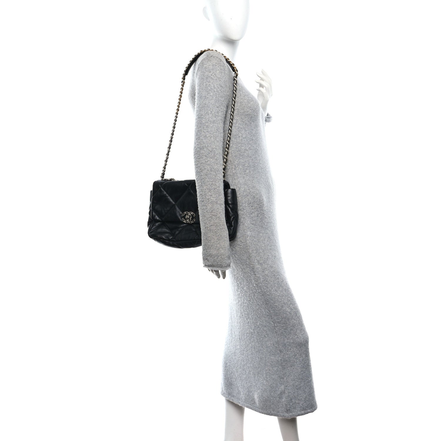 Chanel Lambskin Quilted Large Chanel 19 Flap Black