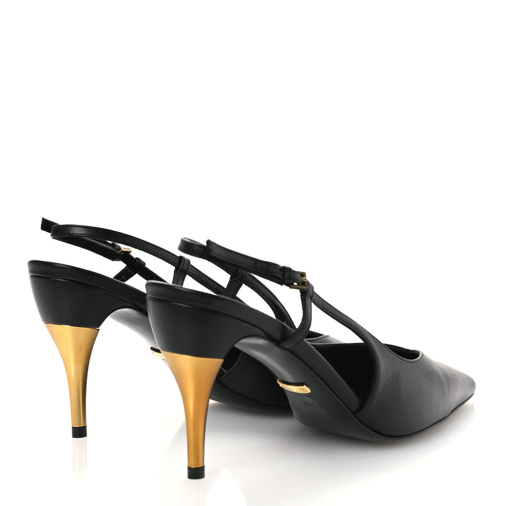 Gucci Calfskin Slingback Pumps 36.5 Black