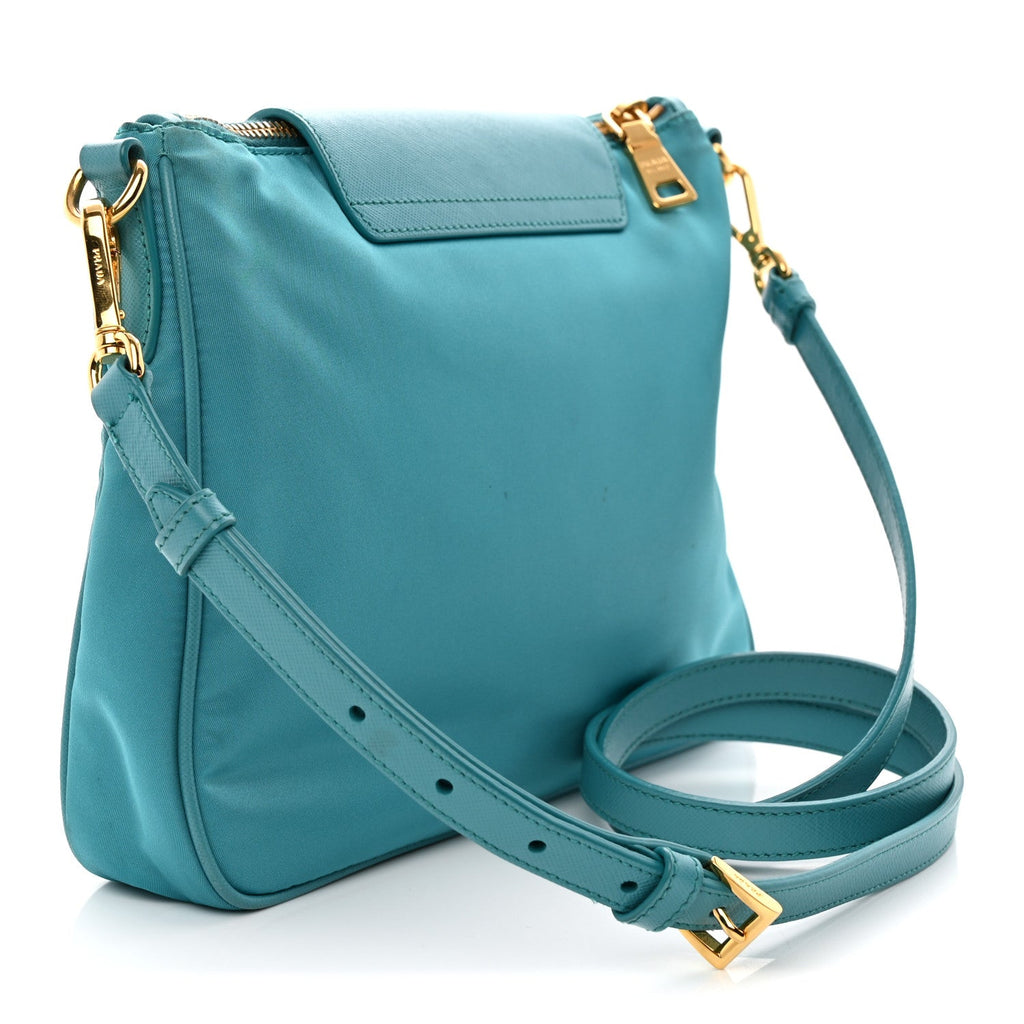 Prada Tessuto Nylon Saffiano Crossbody Bag Turchese